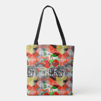 Cherry-Version Eine kleinere, moderne Collage-Kuns Tasche