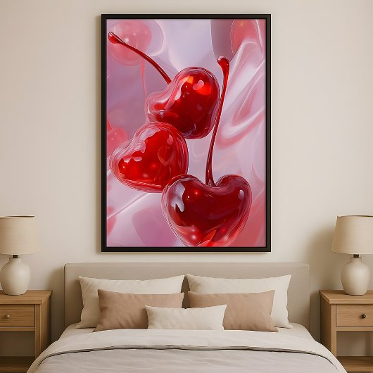 Cherry Vibes – Abstract Heart Cherries Love Art Poster
