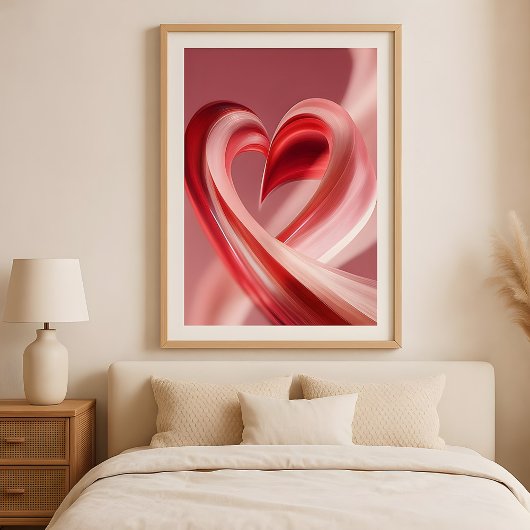 Cherry Vibes Heart Swirl–Modern Love Abstract Art  Poster