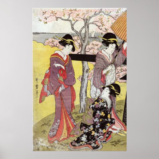 Cherry View at Gotenyama by Kitagawa Utamaro Poster (Vorne)