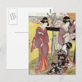 Cherry View at Gotenyama by Kitagawa Utamaro Postkarte (Vorne/Hinten)