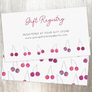 Cherry Watercolor Brautparty Gift Registry Begleitkarte