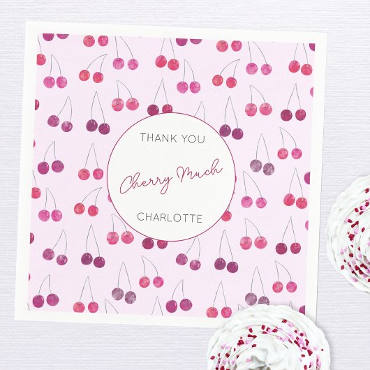 Cherry Watercolor Brautparty Personalisiert Serviette