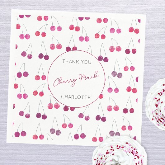 Cherry Watercolor Brautparty Personalisiert Serviette