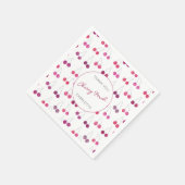 Cherry Watercolor Brautparty Personalisiert Serviette (Ecke)