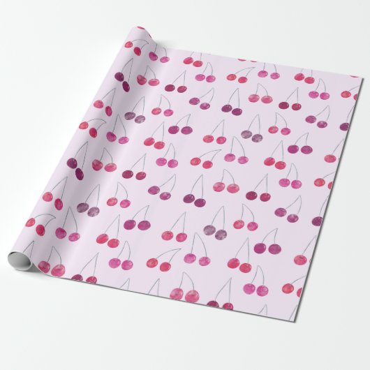 Cherry Watercolor-Muster Geschenkpapier (Ungerollt)