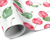 Cherry Watercolor-Muster Geschenkpapier (Rolleneckpunkt)