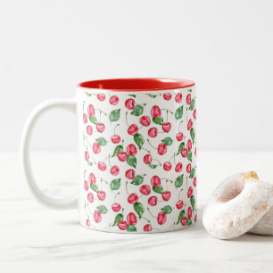 Cherry Watercolor-Muster Zweifarbige Tasse