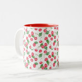 Cherry Watercolor-Muster Zweifarbige Tasse (Vorderseite Links)