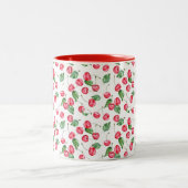 Cherry Watercolor-Muster Zweifarbige Tasse (Mittel)