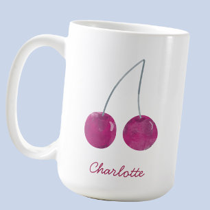 Cherry Watercolor Personalisiert Kaffeetasse