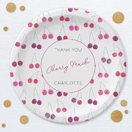 Cherry Watercolor Personalisiert Pappteller