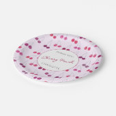 Cherry Watercolor Pink Brautparty Personalisiert Pappteller (Schrägansicht)