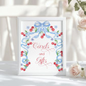 Cherry Whimsical Blue Bow Cards und Geschenke Poster