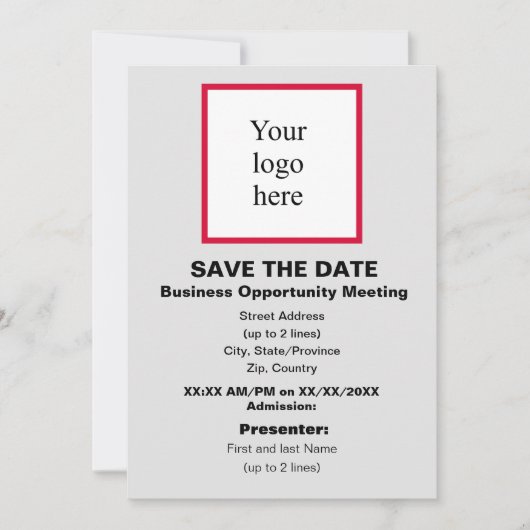 Cherry/Wht./Lt. Grey Bus. Opp. Mtg. Logo Save The Date (Vorderseite)