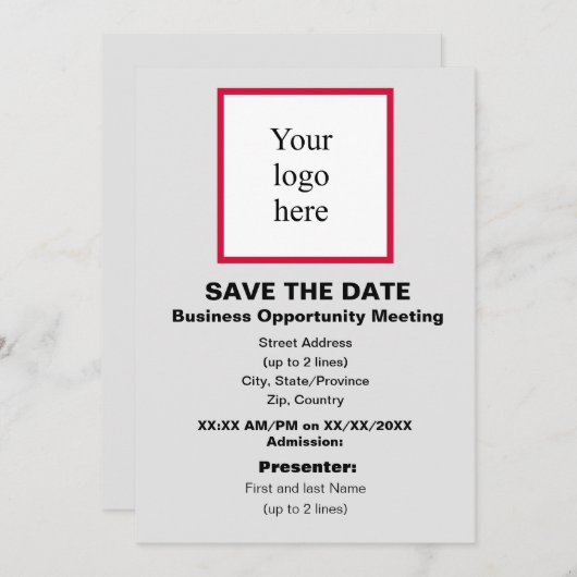 Cherry/Wht./Lt. Grey Bus. Opp. Mtg. Logo Save The Date (Vorne/Hinten)
