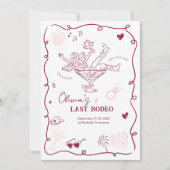 Cherry Wine Mädchen Martini Letzter Rodeo Junggese Einladung (Vorderseite)