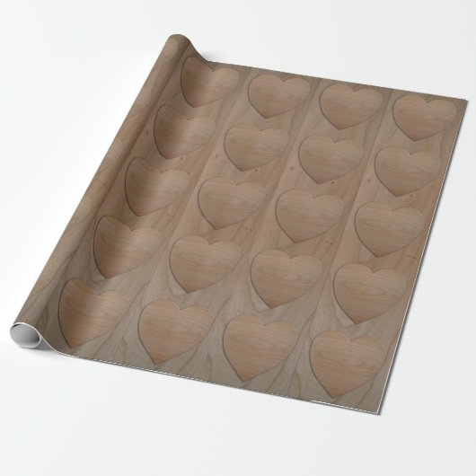Cherry Wood Hearts Wrapping Paper Geschenkpapier (Ungerollt)