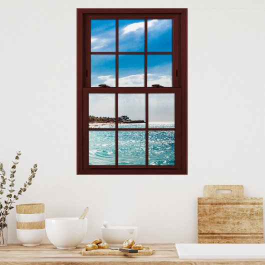 Cherry Wood Picture Karibohnenansicht Poster (Küche)