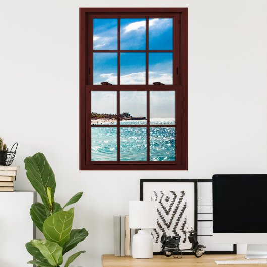 Cherry Wood Picture Karibohnenansicht Poster (Heimbüro)