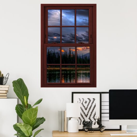 Cherry Wood Picture Window Landschaft Ansicht 1 vo Poster (Heimbüro)