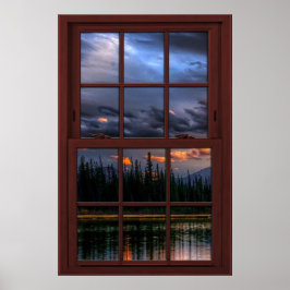 Cherry Wood Picture Window Landschaft Ansicht 1 vo Poster