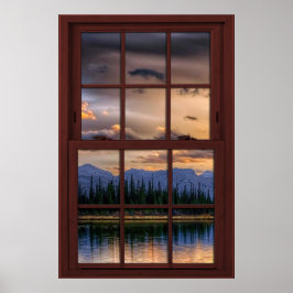 Cherry Wood Picture Window Landschaft Ansicht 2 vo Poster