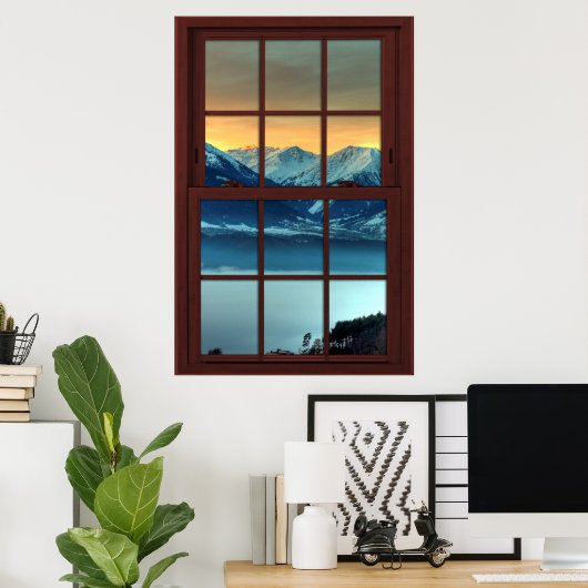 Cherry Wood Picture Window Mountain View 1 von 3 Poster (Heimbüro)