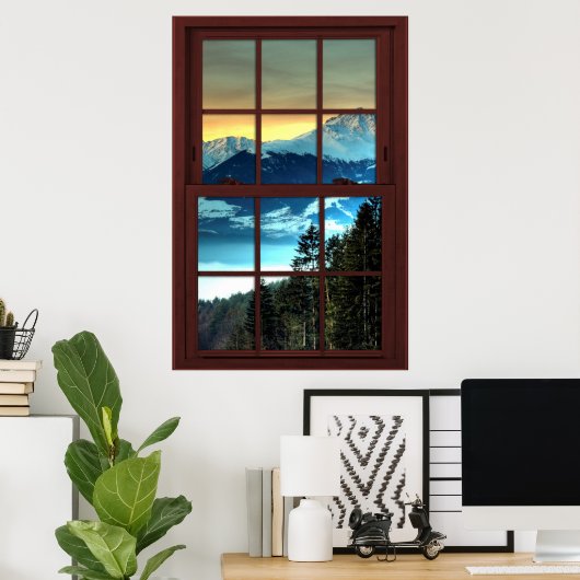 Cherry Wood Picture Window Mountain View 3 von 3 Poster (Heimbüro)