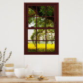 Cherry Wood Picture Window Oak Tree View Poster (Küche)