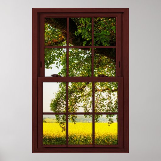 Cherry Wood Picture Window Oak Tree View Poster (Vorne)