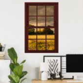Cherry Wood Picture Window Scenery - Stormy Sky Poster (Heimbüro)
