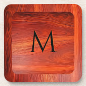 Cherry wood texture custom monogram. getränkeuntersetzer (Vorderseite)