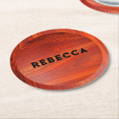 Cherry wood texture custom monogram. runder pappuntersetzer (Angewinkelt)