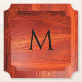 Cherry wood texture custom monogram. untersetzer (Vorderseite)