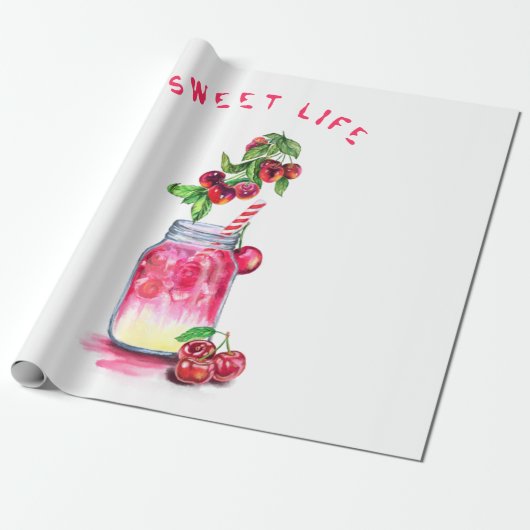 Cherry Wrapping Paper Juice Fresh Cool Drink Geschenkpapier (Ungerollt)
