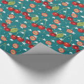 Cherry Wrapping Paper mit dusty Blue Background Geschenkpapier (Ecke)