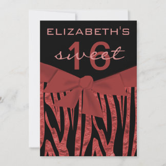 Cherry Zebra Print Sweet 16 Geburtstag Einladung
