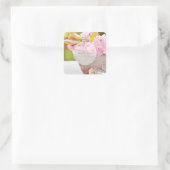 Cherryblossoms bearbeitbarer Hochzeitsdank Quadratischer Aufkleber (Tasche)
