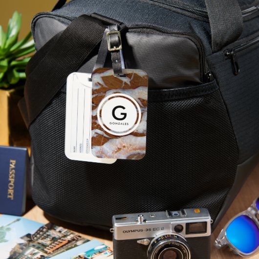 Chert Rock mit Quarzvenen und Monogramm Gepäckanhänger (Vorderseite & Rückseite)