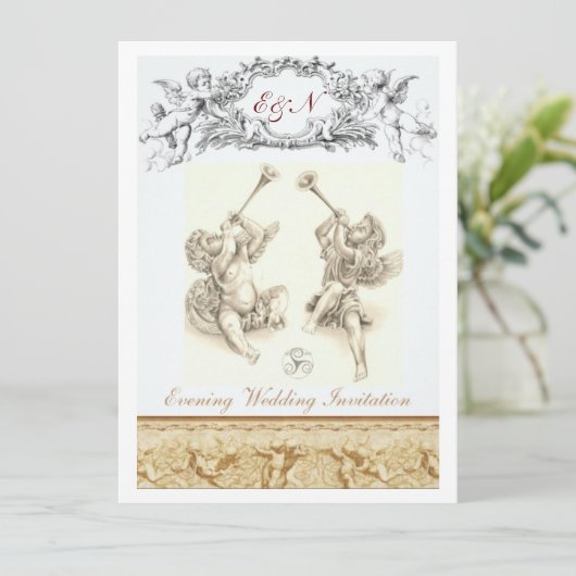 Cherub Abend Einladung (Stehend Vorderseite)