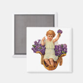 Cherub and Purple Flowers Magnet (Vorderseite/Rückseite)
