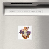 Cherub and Purple Flowers Magnet (In Situ (Geschirrspüler))