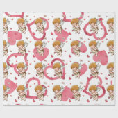 Cherub and Red Doodle Hearpping Paper Geschenkpapier (Flach)