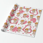 Cherub and Red Doodle Hearpping Paper Geschenkpapier (Ungerollt)