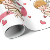 Cherub and Red Doodle Hearpping Paper Geschenkpapier (Rolleneckpunkt)