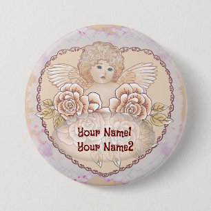 Cherub Angel Heart Button