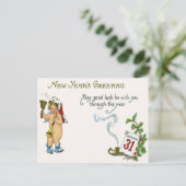 Cherub Angel Holly Calendar Bell Horn Postkarte (Stehend Vorderseite)