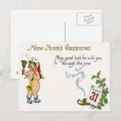 Cherub Angel Holly Calendar Bell Horn Postkarte (Vorne/Hinten)