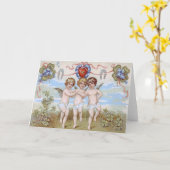 Cherub Angel Horseshoe Kleeblatt Karte (Gelbe Blume)